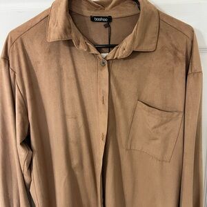 Boohoo Tan Suede Shirt
